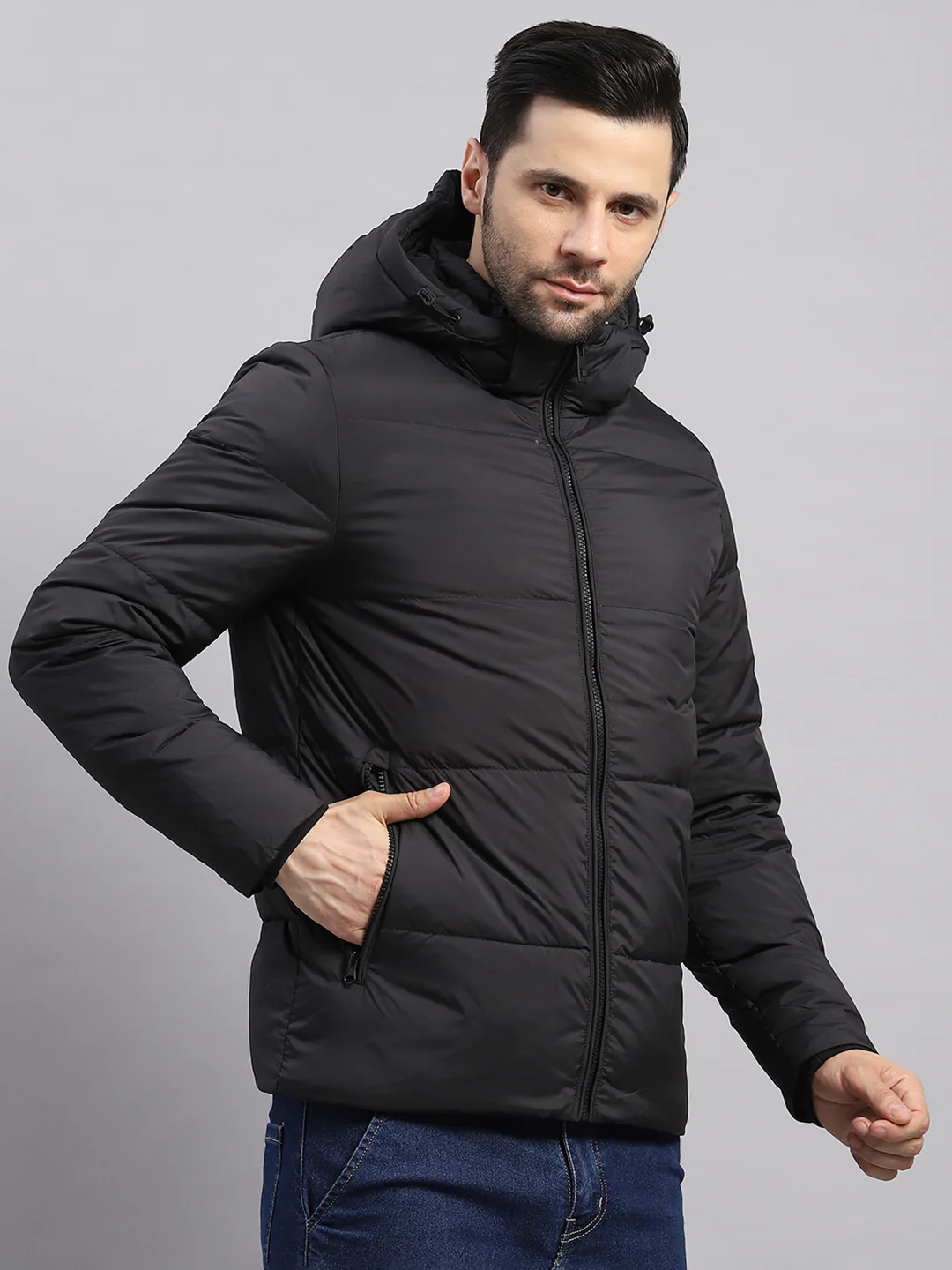 Luxuria Men Black Compressible Duck Down Hooded Jacket - Image 4
