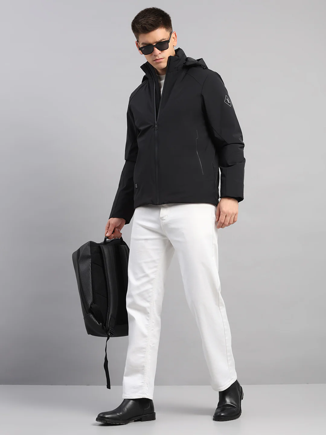 Luxuria Men Black Solid Hooded Full Sleeve Jacket - Image 2