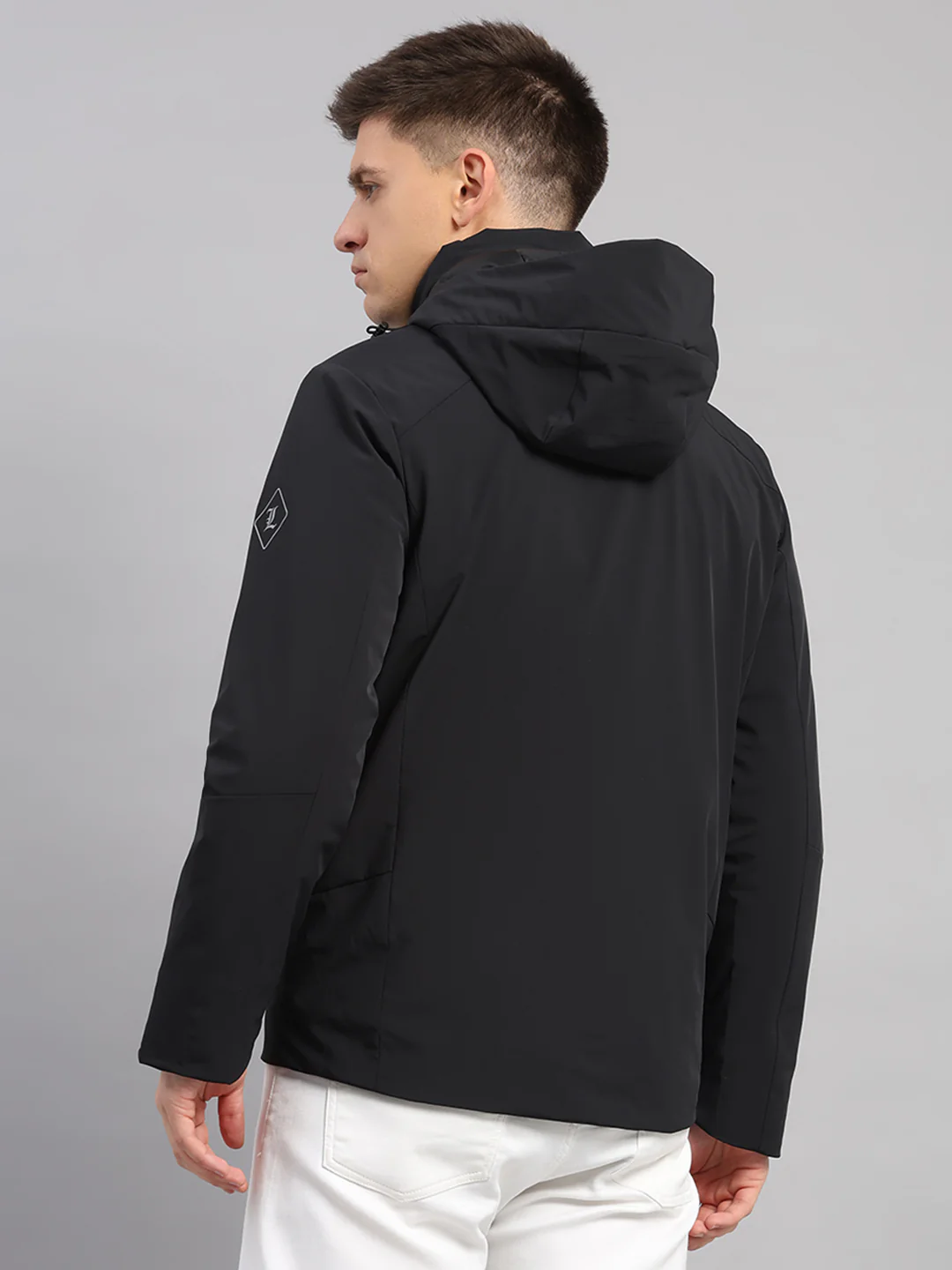 Luxuria Men Black Solid Hooded Full Sleeve Jacket - Image 5