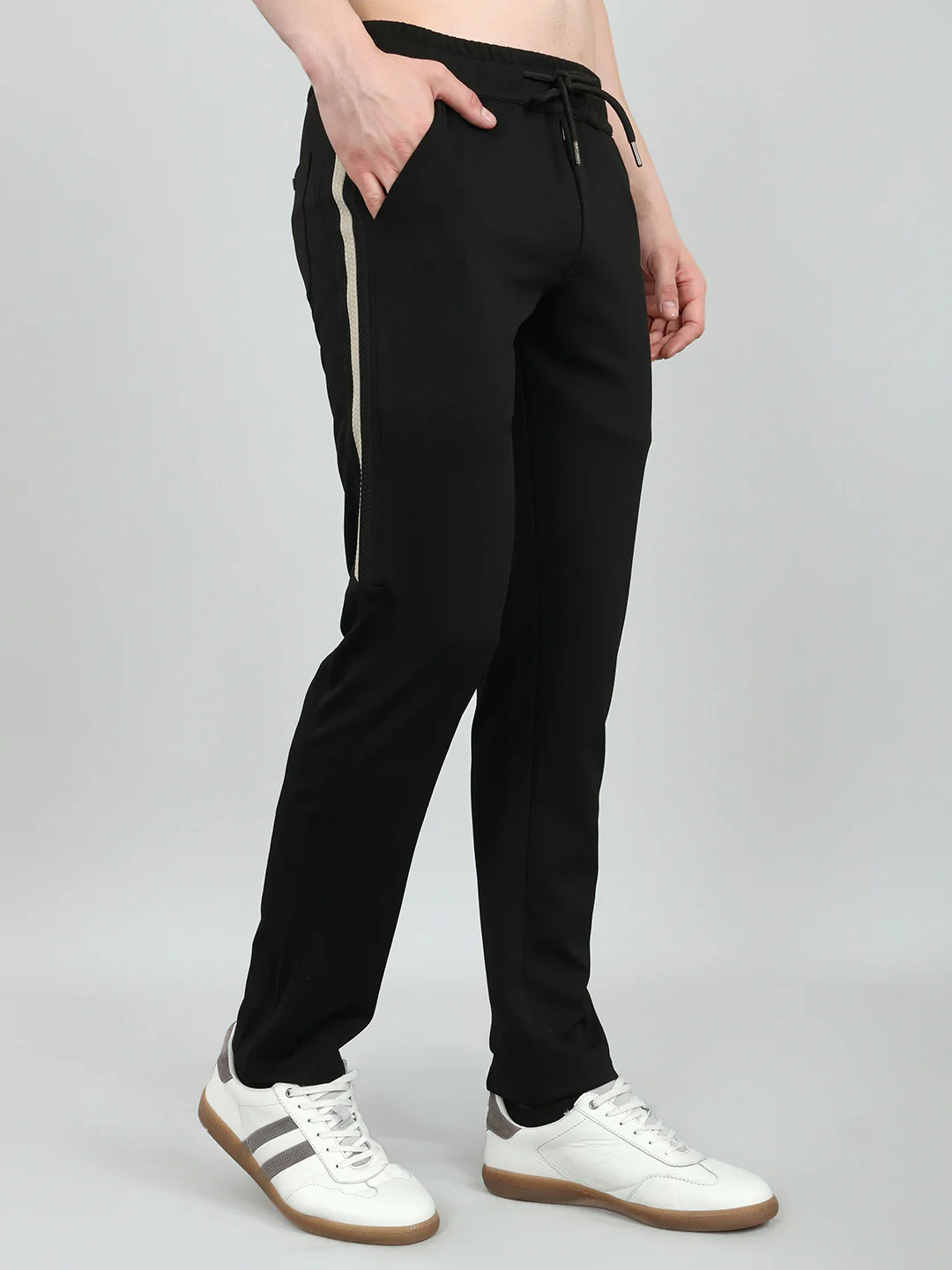Luxuria Men Black Solid Regular Fit Lower - Image 3