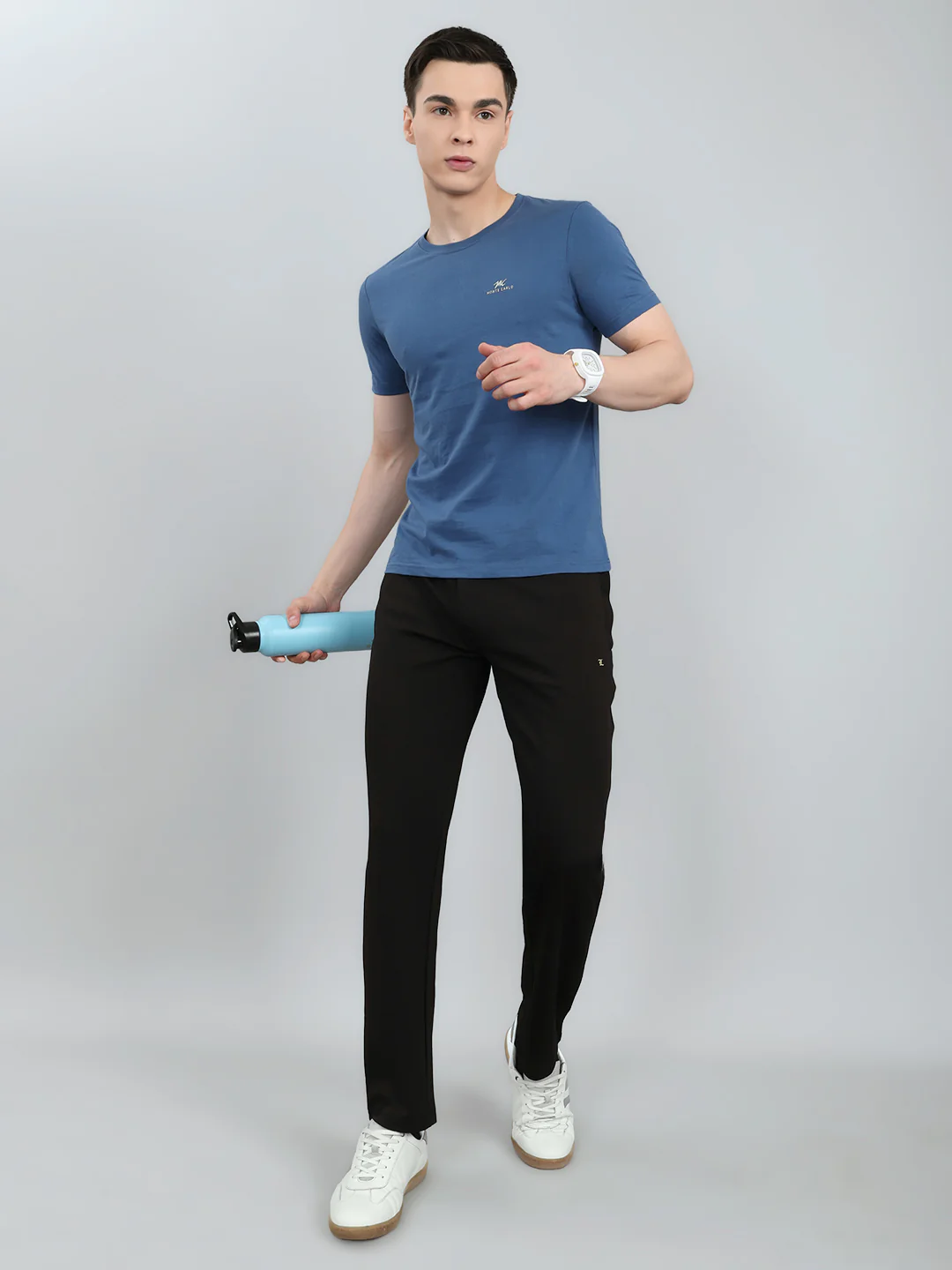 Luxuria Men Black Solid Regular Fit Lower - Image 6