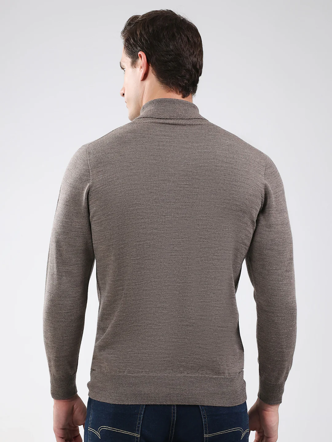 Luxuria Men Brown Solid High Neck Full Sleeve Pullover - Image 5