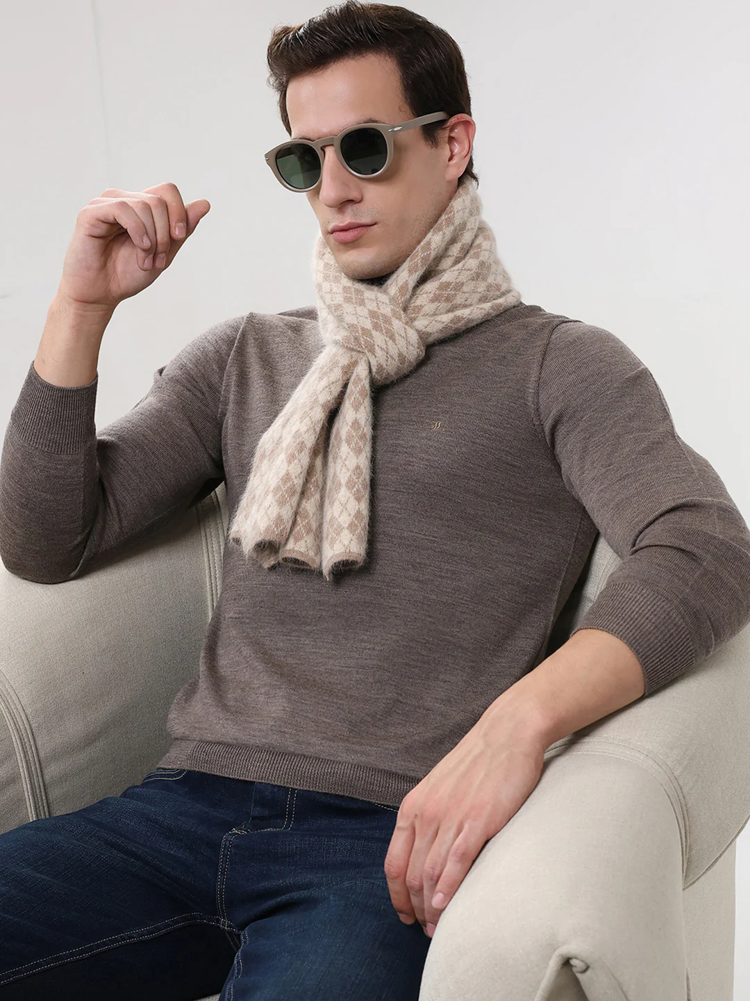 Luxuria Men Brown Solid High Neck Full Sleeve Pullover - Image 6