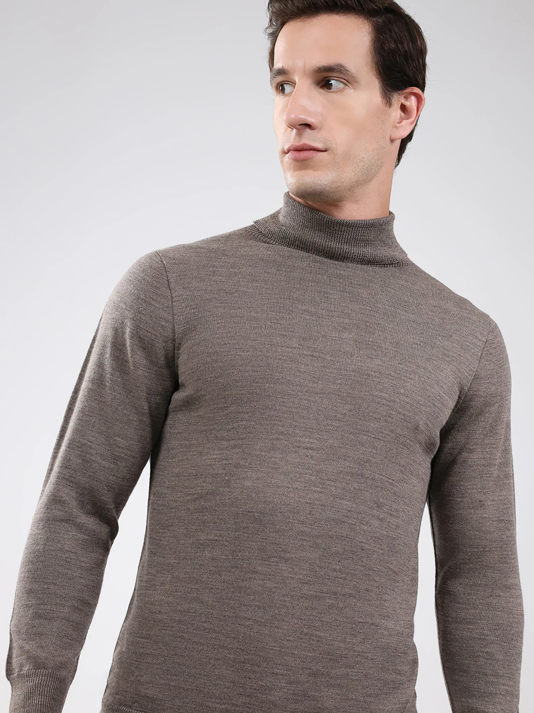 Luxuria Men Brown Solid High Neck Full Sleeve Pullover - Image 7