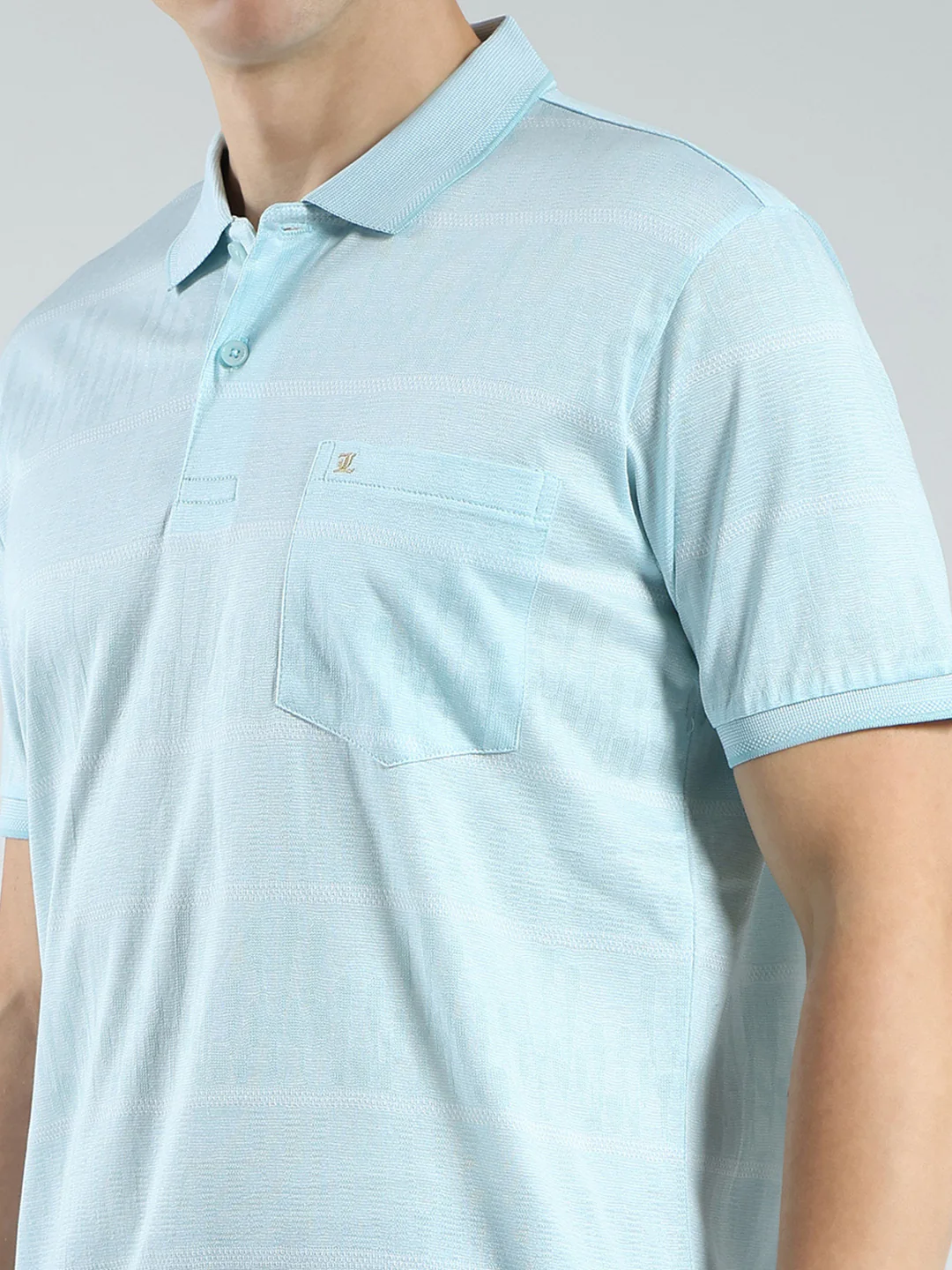 Luxuria Men Green Stripe Collar Half Sleeve T-Shirt - Image 7