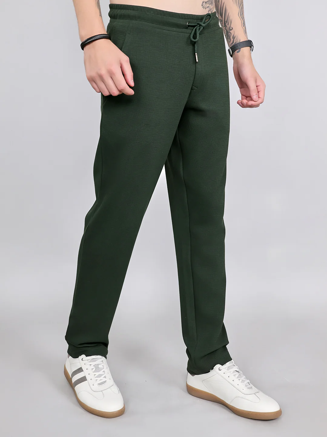Luxuria Men Olive Solid Regular Fit Lower - Image 2