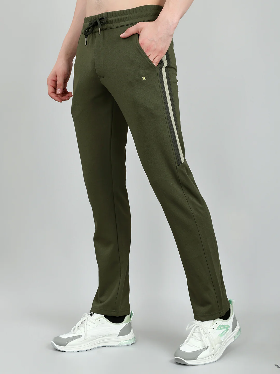Luxuria Men Olive Solid Regular Fit Lower - Image 2