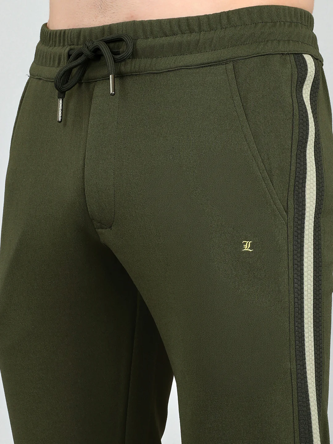 Luxuria Men Olive Solid Regular Fit Lower - Image 4