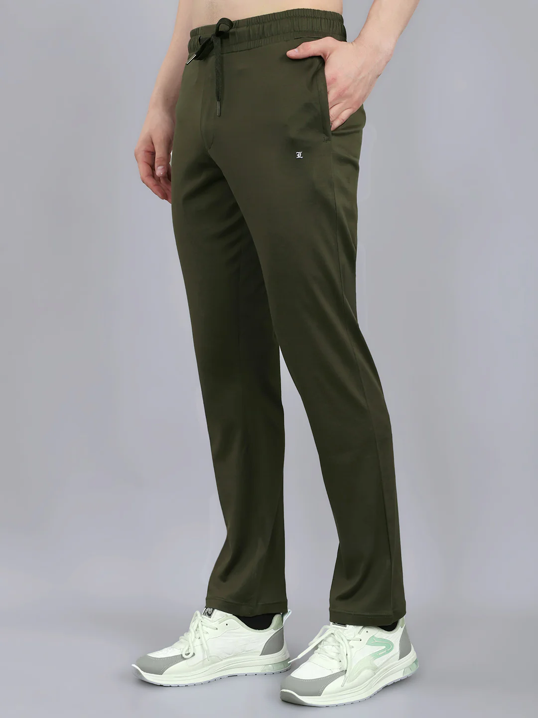 Luxuria Men Olive Solid Round Neck Half Sleeve Lower Set - Image 5