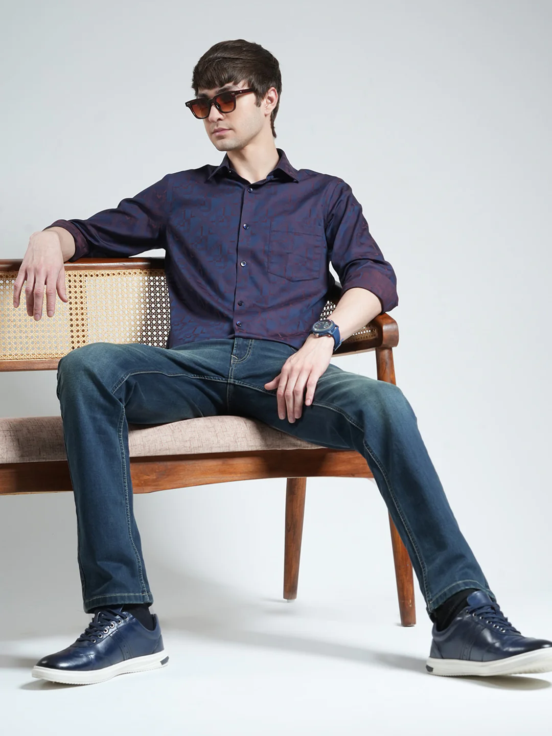 Luxuria Men Purple Printed Collar Full Sleeve Shirt - Image 2