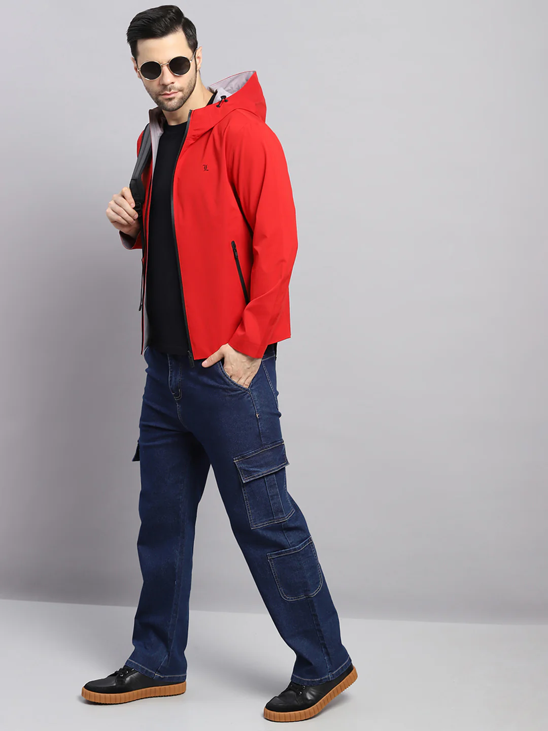 Luxuria Men Red Check Hooded Full Sleeve Reversible Jacket - Image 2
