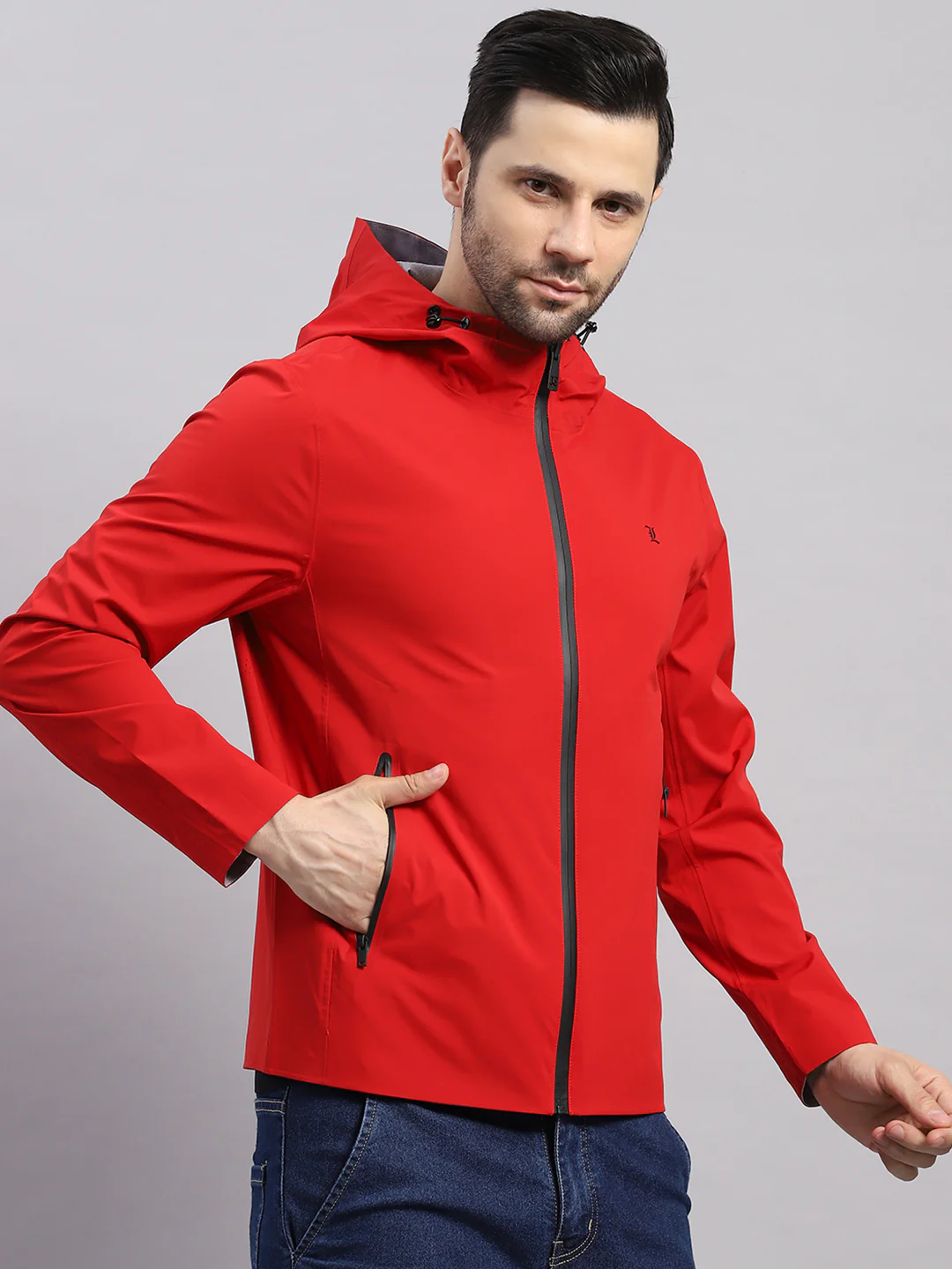 Luxuria Men Red Check Hooded Full Sleeve Reversible Jacket - Image 4