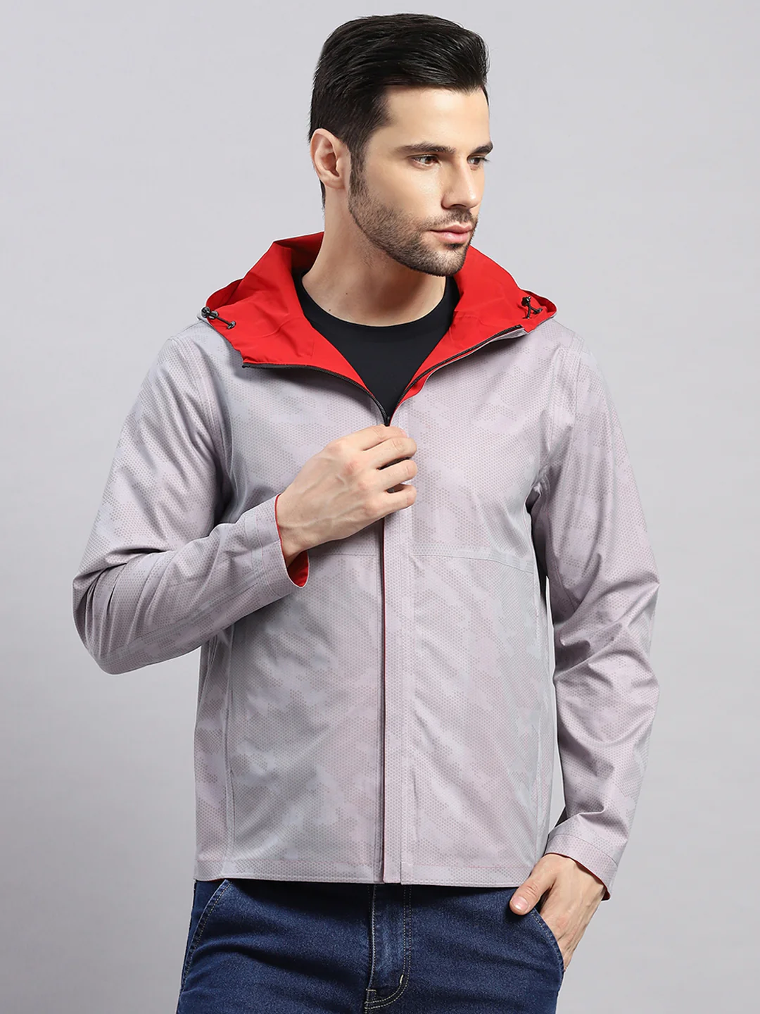 Luxuria Men Red Check Hooded Full Sleeve Reversible Jacket - Image 6