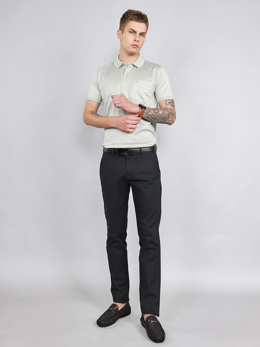 Luxuria Men Sea Green Printed Collar Half Sleeve T-Shirt - Image 7