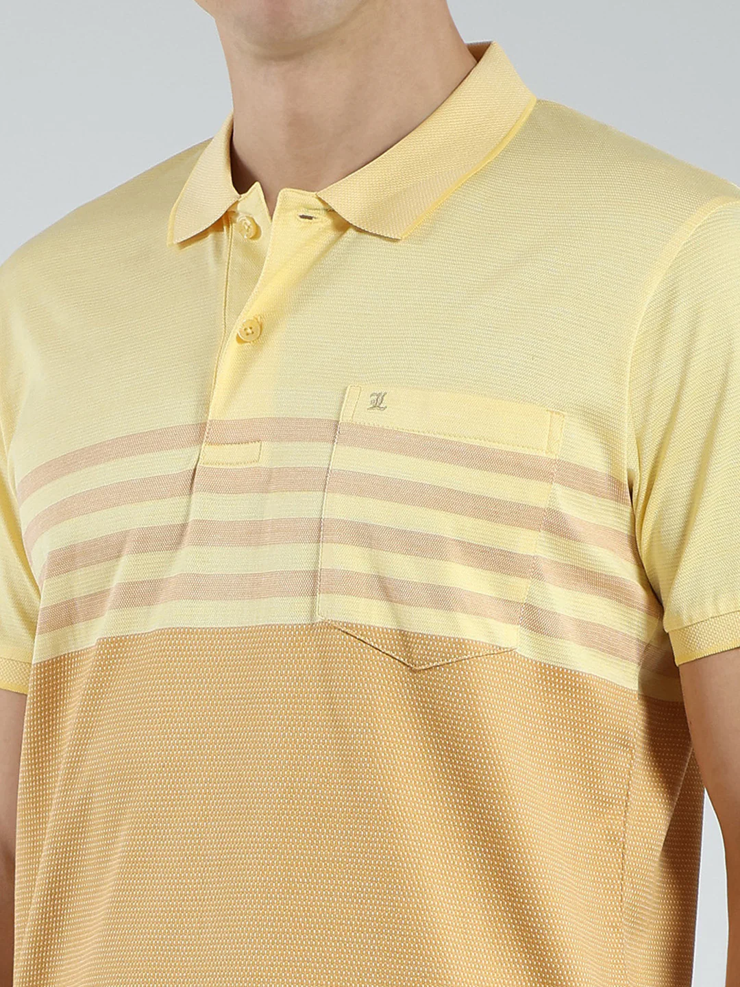 Luxuria Men Yellow Stripe Collar Half Sleeve T-Shirt - Image 7