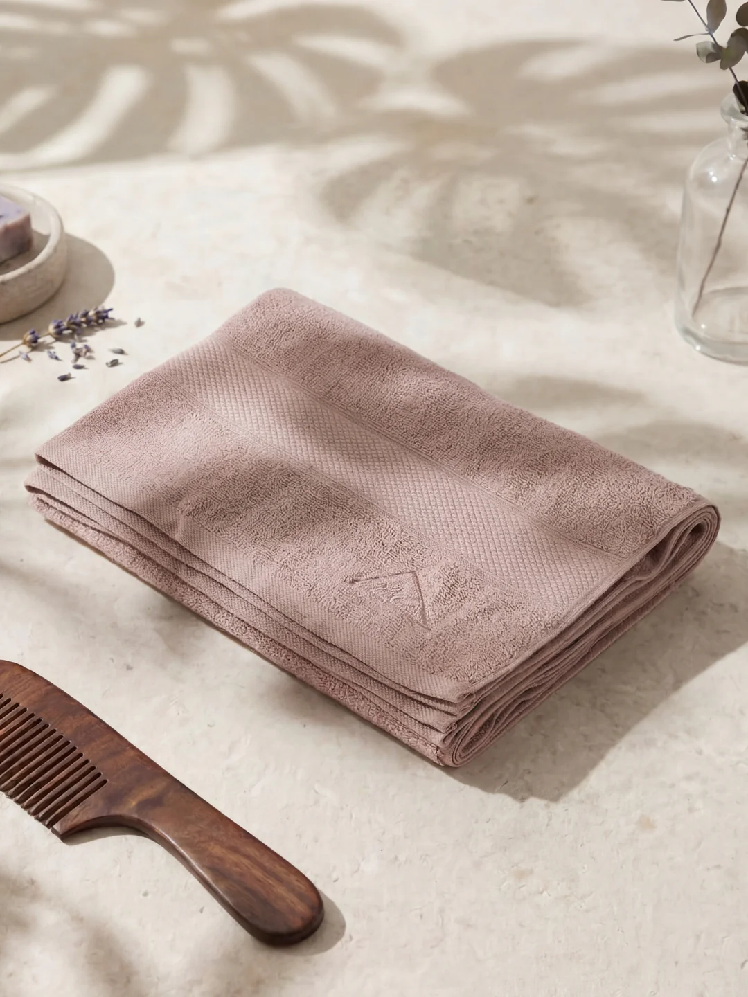 Luxury Beige Bamboo Cotton Solid 600 GSM Bath Towel Eco Bamboo 1 Pc Pvc Pack - Image 2