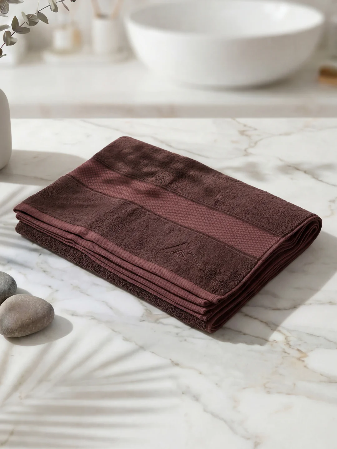 Luxury Brown Bamboo Cotton Solid 600 GSM Bath Towel Eco Bamboo 1 Pc Pvc Pack - Image 2