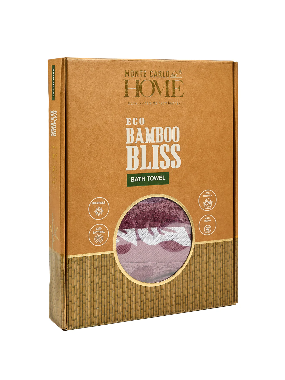 Luxury Burgundy Bamboo Cotton Self Design 630 GSM Bath Towel Eco Bamboo Bliss 1 Pc Box Pack - Image 9
