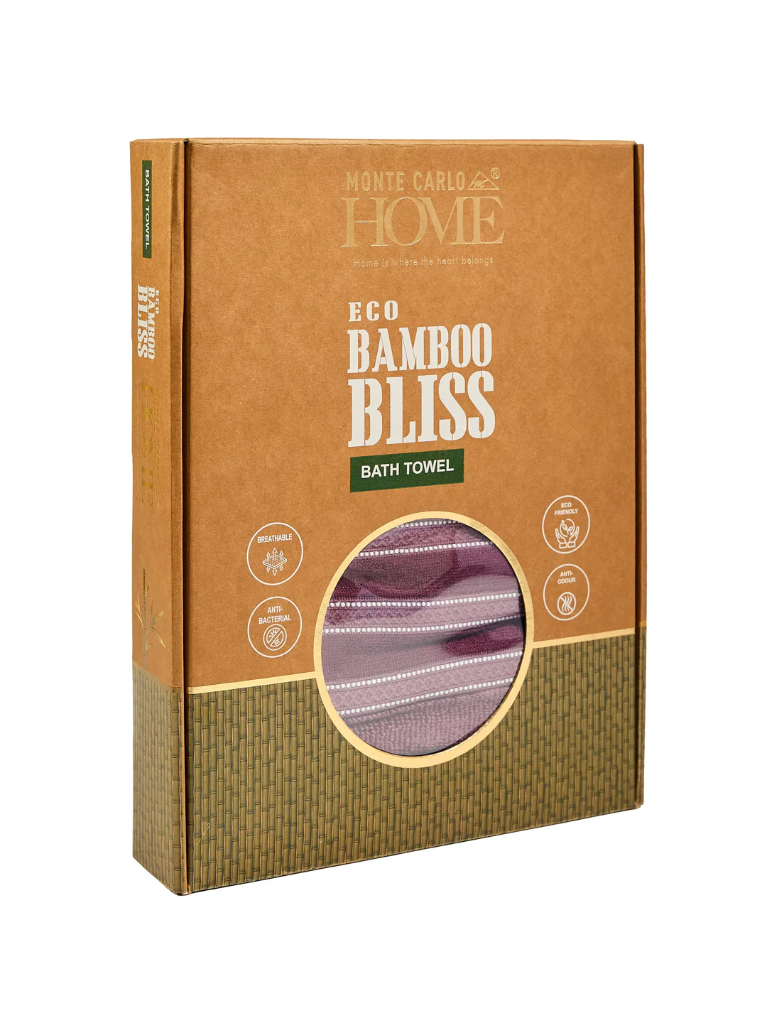 Luxury Burgundy Bamboo Cotton Self Design 630 GSM Bath Towel Eco Bamboo Bliss 1 Pc Box Pack - Image 9