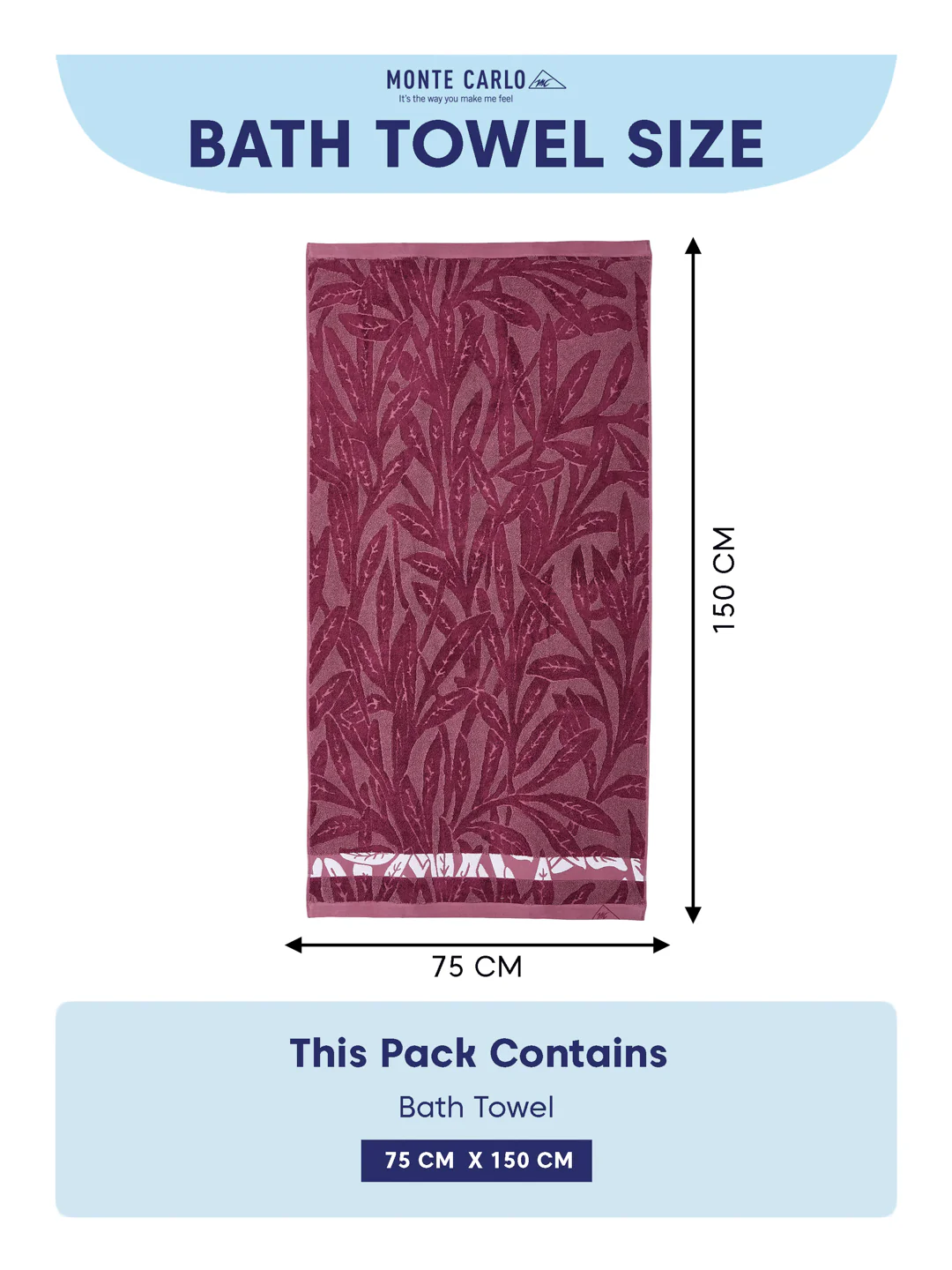 Luxury Burgundy Bamboo Cotton Self Design 630 GSM Bath Towel Eco Bamboo Bliss 1 Pc Pvc - Image 8
