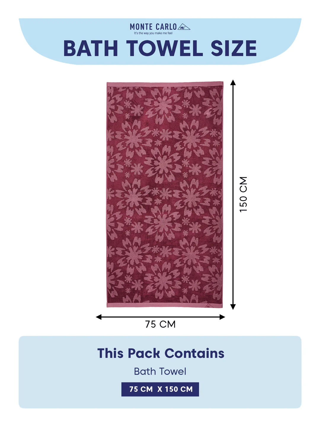 Luxury Burgundy Bamboo Cotton Self Design 630 GSM Bath Towel Eco Bamboo Bliss 1 Pc Pvc - Image 8
