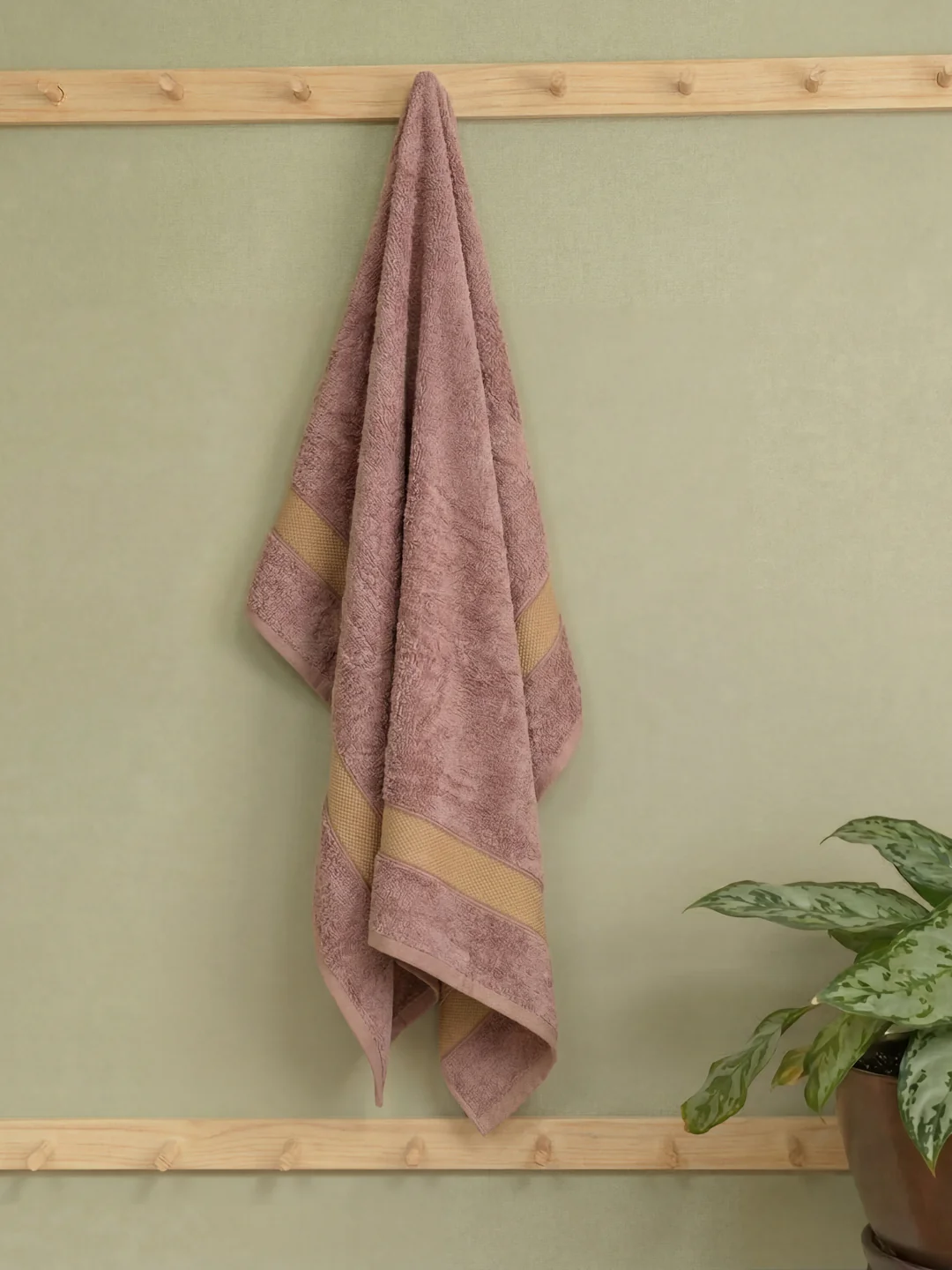 Luxury Camel Brown Bamboo Cotton Solid 600 GSM Bath Towel Eco Bamboo 1 Pc Pvc Pack