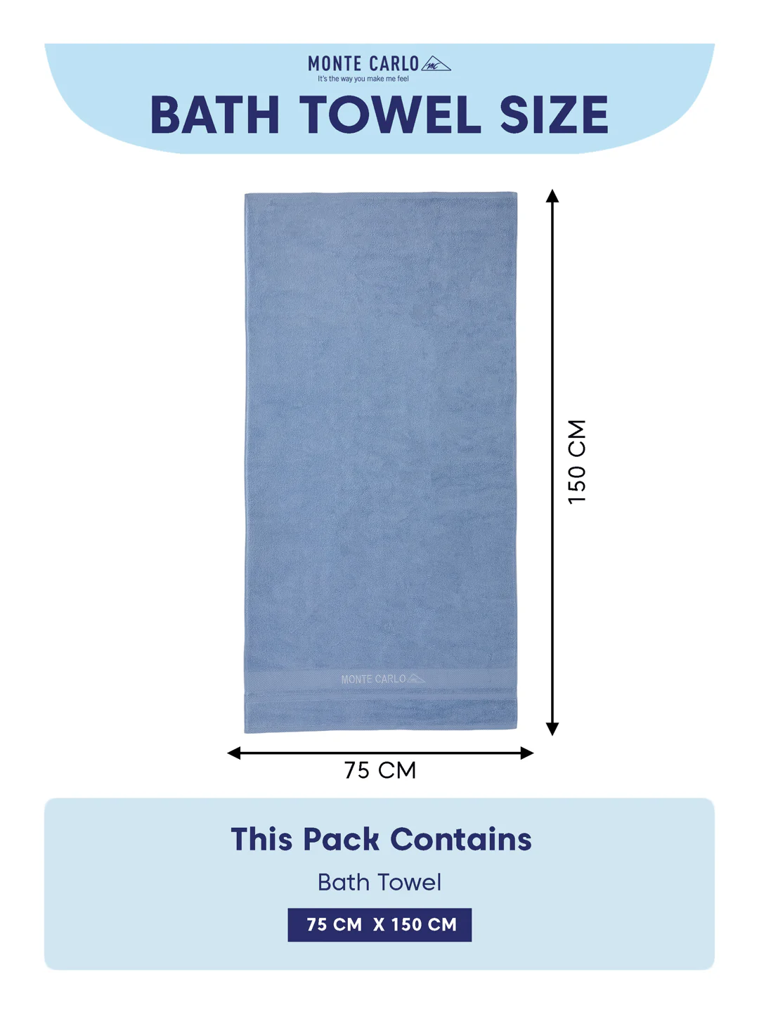 Luxury Light Blue 100% Cotton Solid 625 GSM Bath Towel Eusapia 1 Pc Box Pack - Image 8
