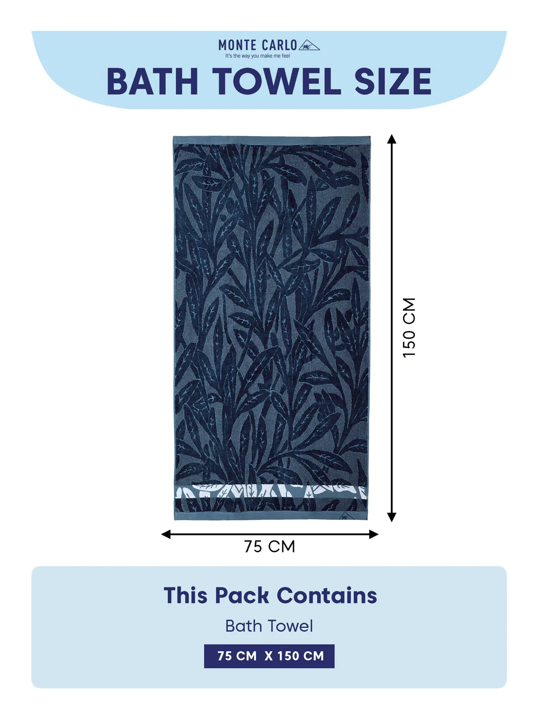 Luxury Navy Blue Bamboo Cotton Self Design 630 GSM Bath Towel Eco Bamboo Bliss 1 Pc Box Pack - Image 8