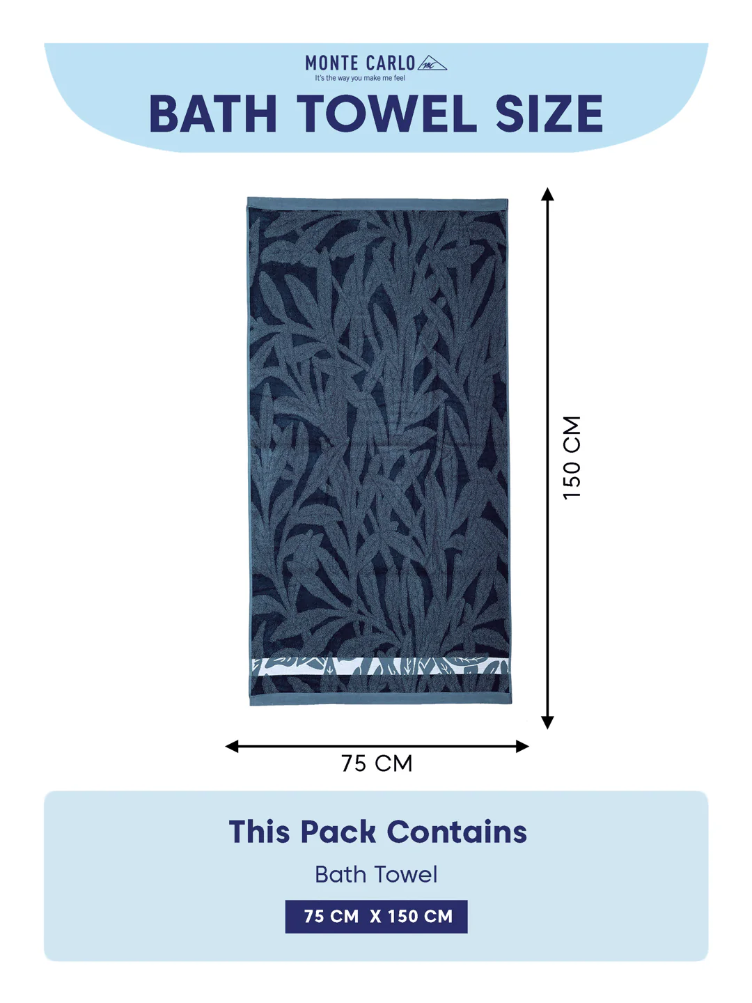 Luxury Navy Blue Bamboo Cotton Self Design 630 GSM Bath Towel Eco Bamboo Bliss 1 Pc Pvc - Image 8