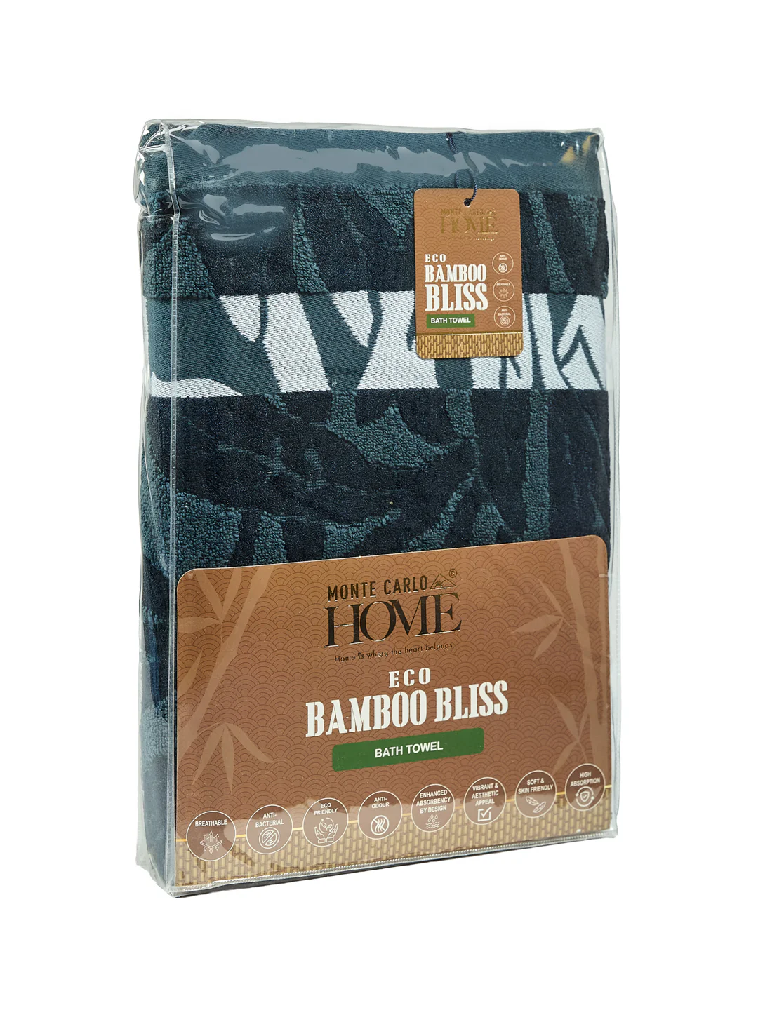 Luxury Navy Blue Bamboo Cotton Self Design 630 GSM Bath Towel Eco Bamboo Bliss 1 Pc Pvc - Image 9