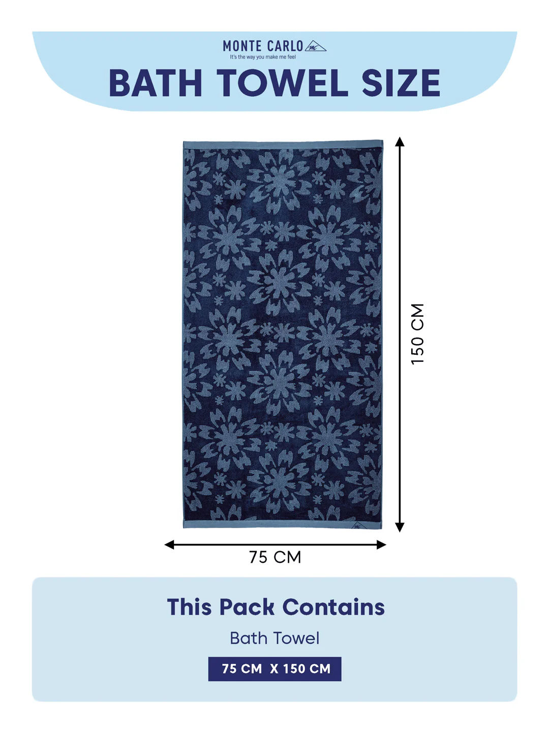 Luxury Navy Blue Bamboo Cotton Self Design 630 GSM Bath Towel Eco Bamboo Bliss 1 Pc Pvc - Image 8