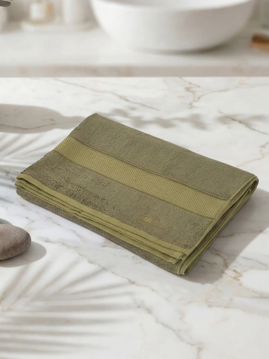 Luxury Olive Bamboo Cotton Solid 600 GSM Bath Towel Eco Bamboo 1 Pc Pvc Pack - Image 2