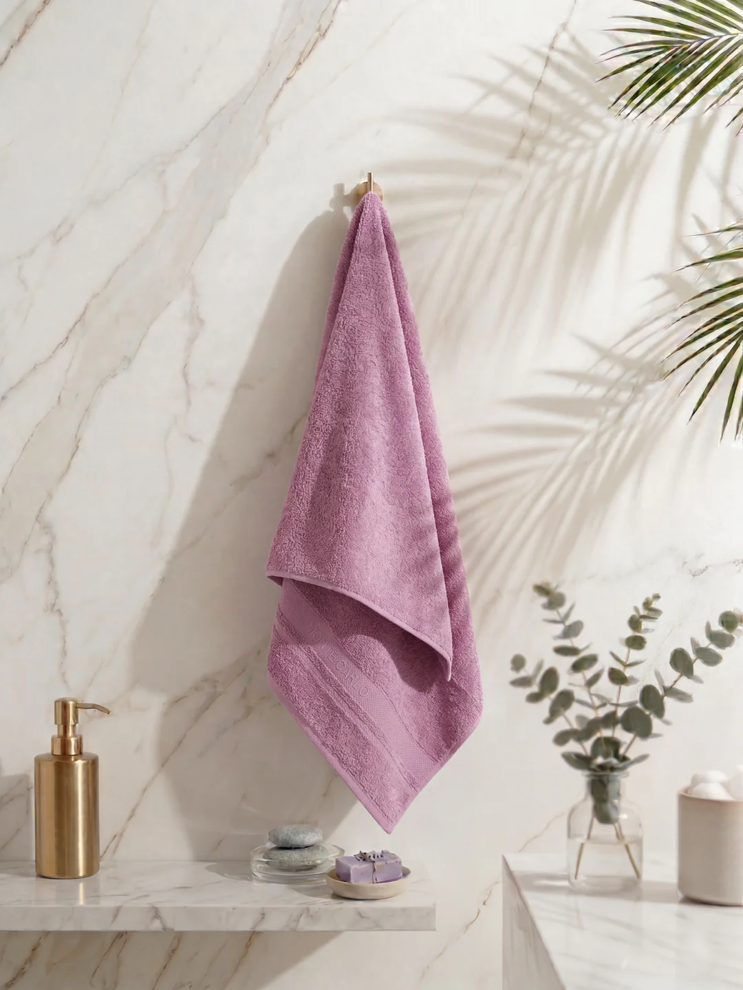 Luxury Pink 100% Cotton Solid 625 GSM Bath Towel Eusapia 1 Pc Box Pack