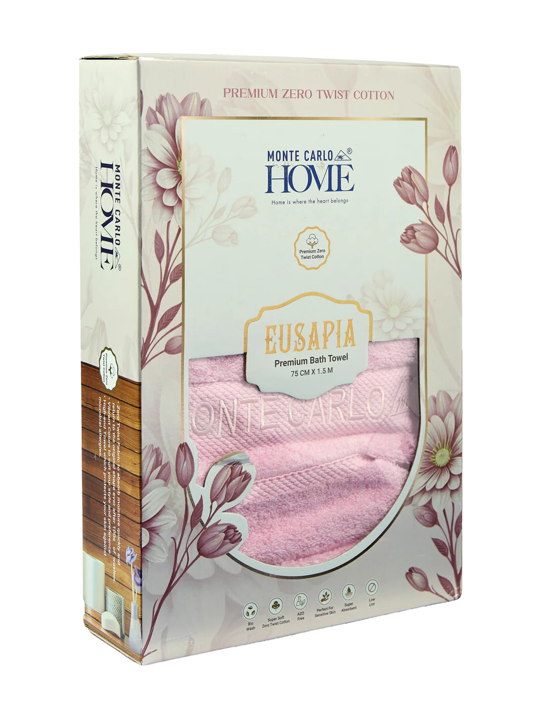 Luxury Pink 100% Cotton Solid 625 GSM Bath Towel Eusapia 1 Pc Box Pack - Image 9