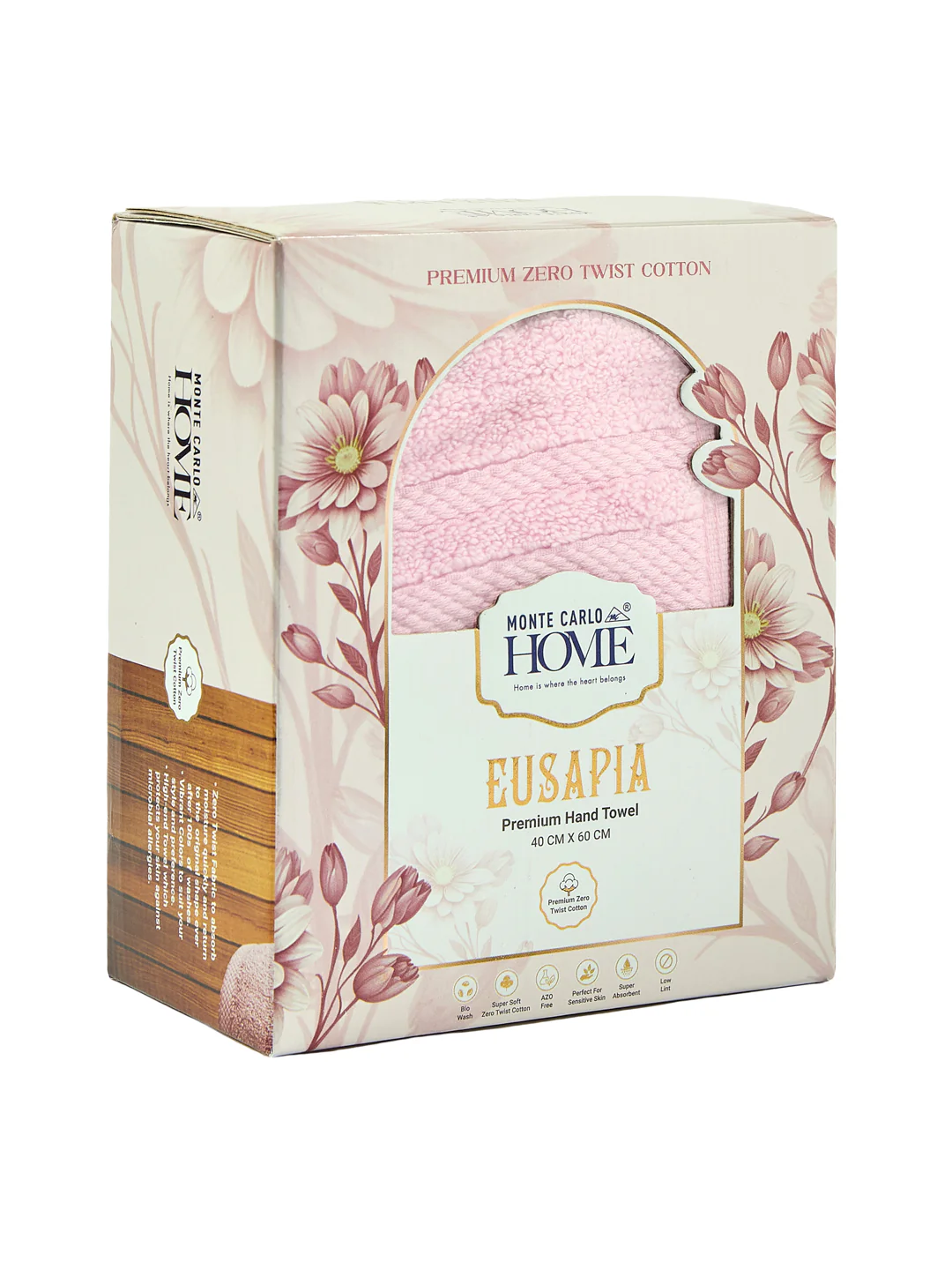 Luxury Pink 100% Cotton Solid 625 GSM Hand Towel Eusapia 2 Pc Set Box Pack - Image 11