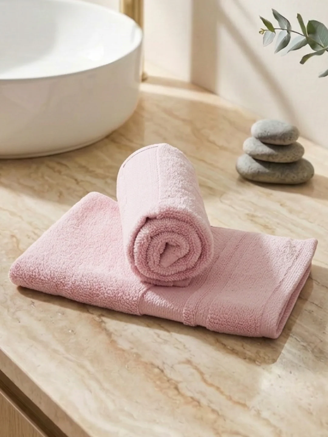 Luxury Pink 100% Cotton Solid 625 GSM Hand Towel Eusapia 2 Pc Set Box Pack - Image 2