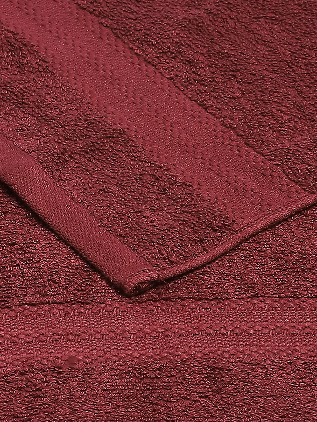 Maroon Cotton Solid 380 GSM 2 Bath Towel & 2 Hand Towel - Image 4