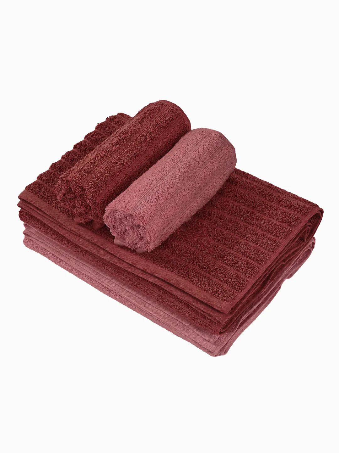 Maroon & Pink 100% Cotton Solid 500 GSM Bath Towel Sensations 4 Pc Set Gifting Box Pack - Image 5