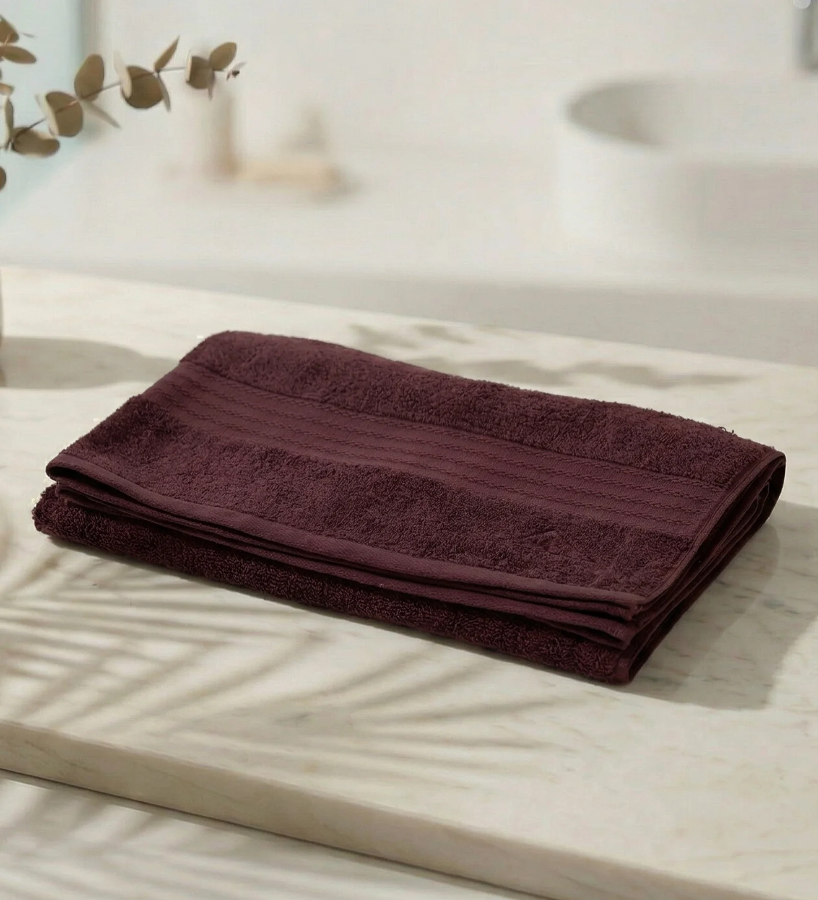 Maroon Pure Cotton Solid 380 GSM Bath Towel 1 Piece (Jazz Collection) - Image 2