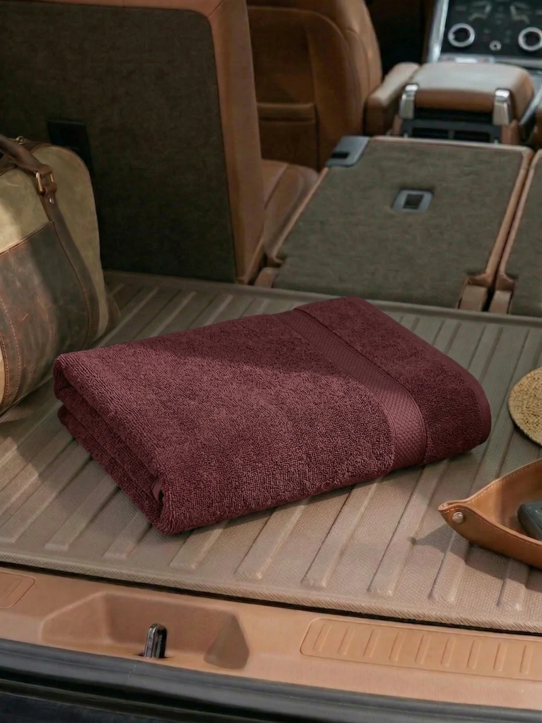 Maroon Pure Cotton Solid 380 GSM Car Towel 1 Piece (Jazz Collection)
