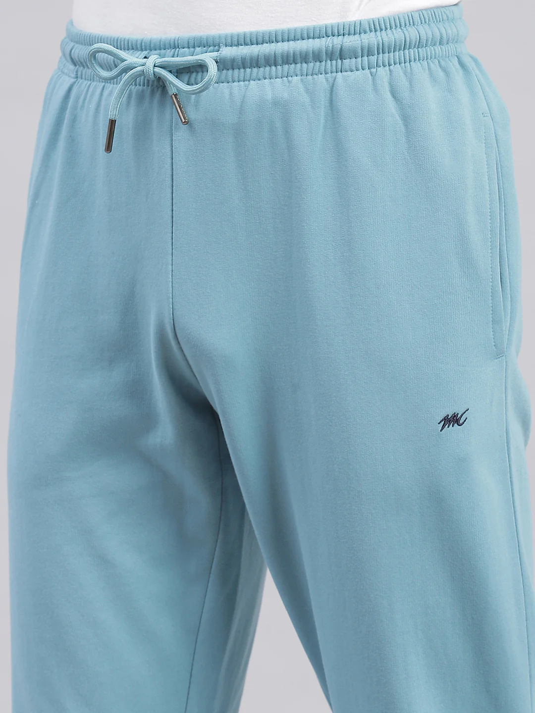 Men Aqua Blue Solid Regular Fit Winter Lowers - Image 6