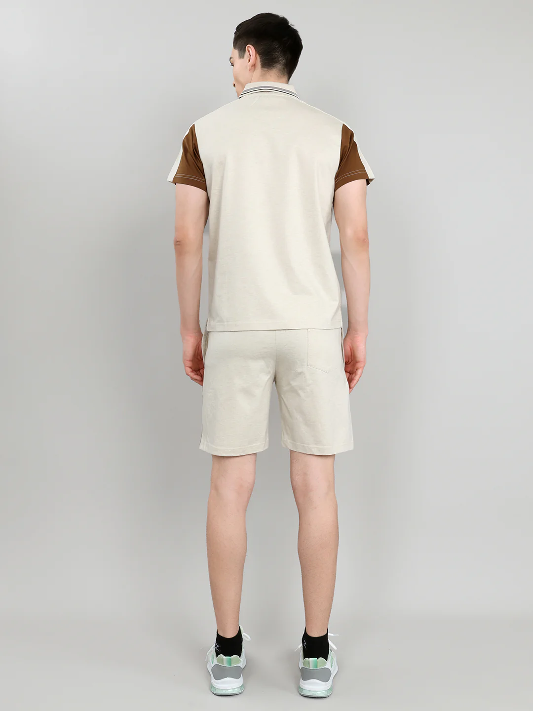 Men Beige & Brown Self Design Collar Half Sleeve 3 Pc Combo Set - Image 10