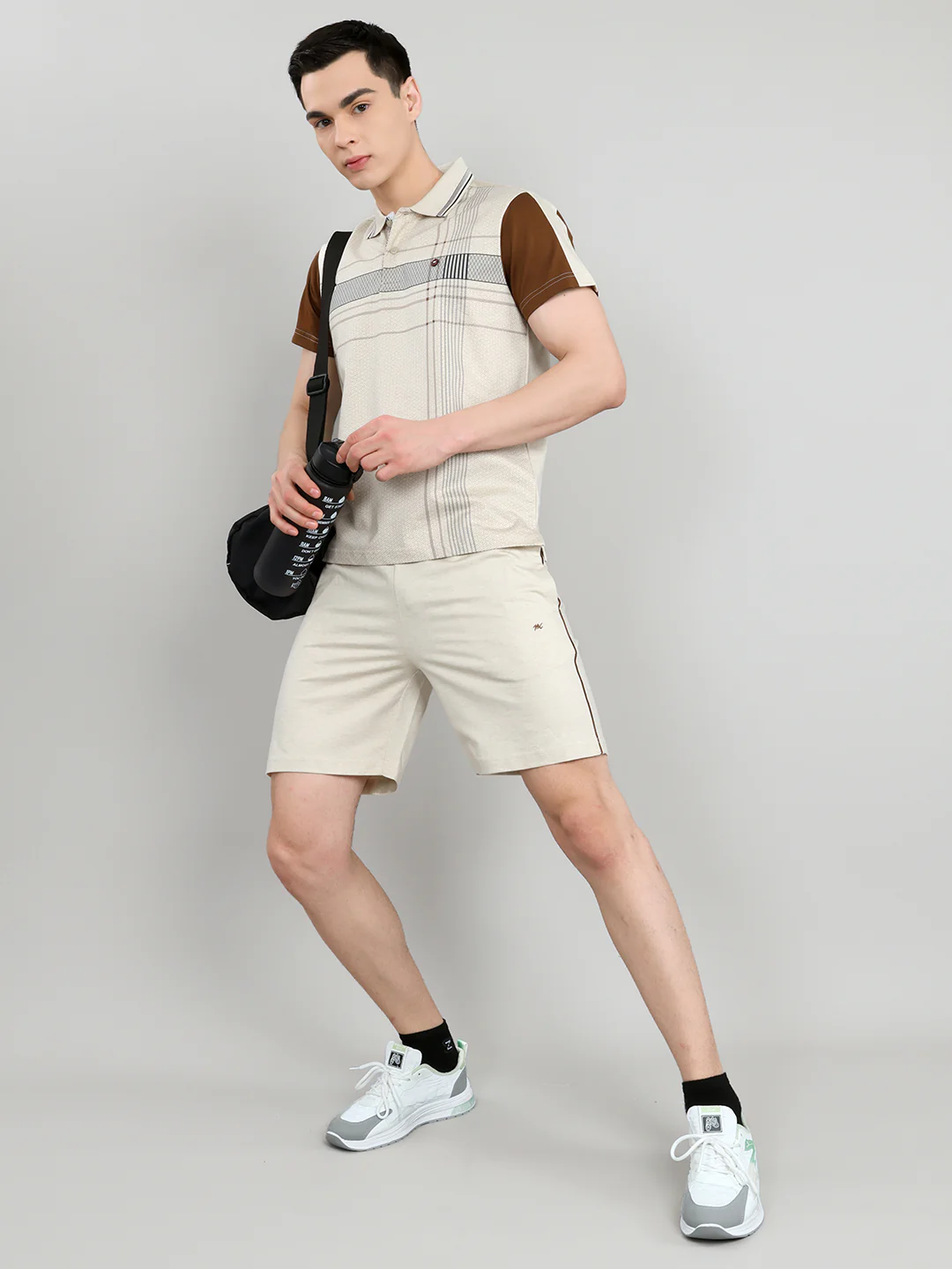Men Beige & Brown Self Design Collar Half Sleeve 3 Pc Combo Set - Image 12