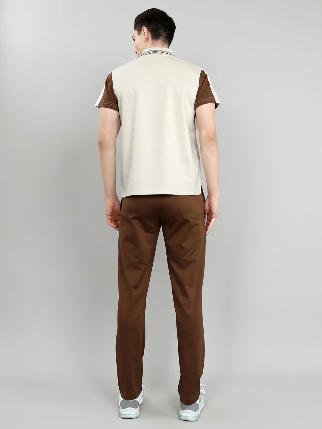 Men Beige & Brown Self Design Collar Half Sleeve 3 Pc Combo Set - Image 4