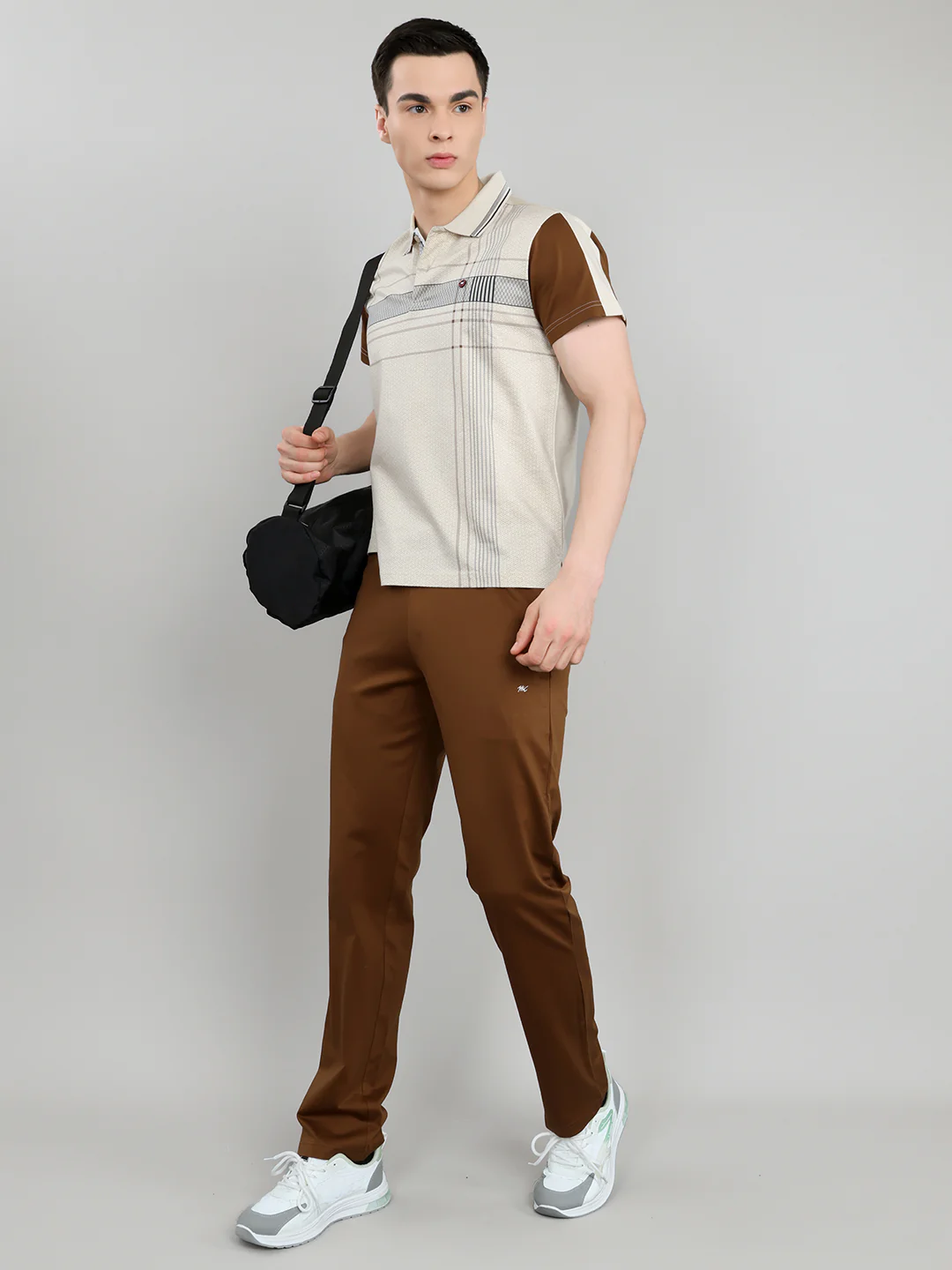 Men Beige & Brown Self Design Collar Half Sleeve 3 Pc Combo Set - Image 5