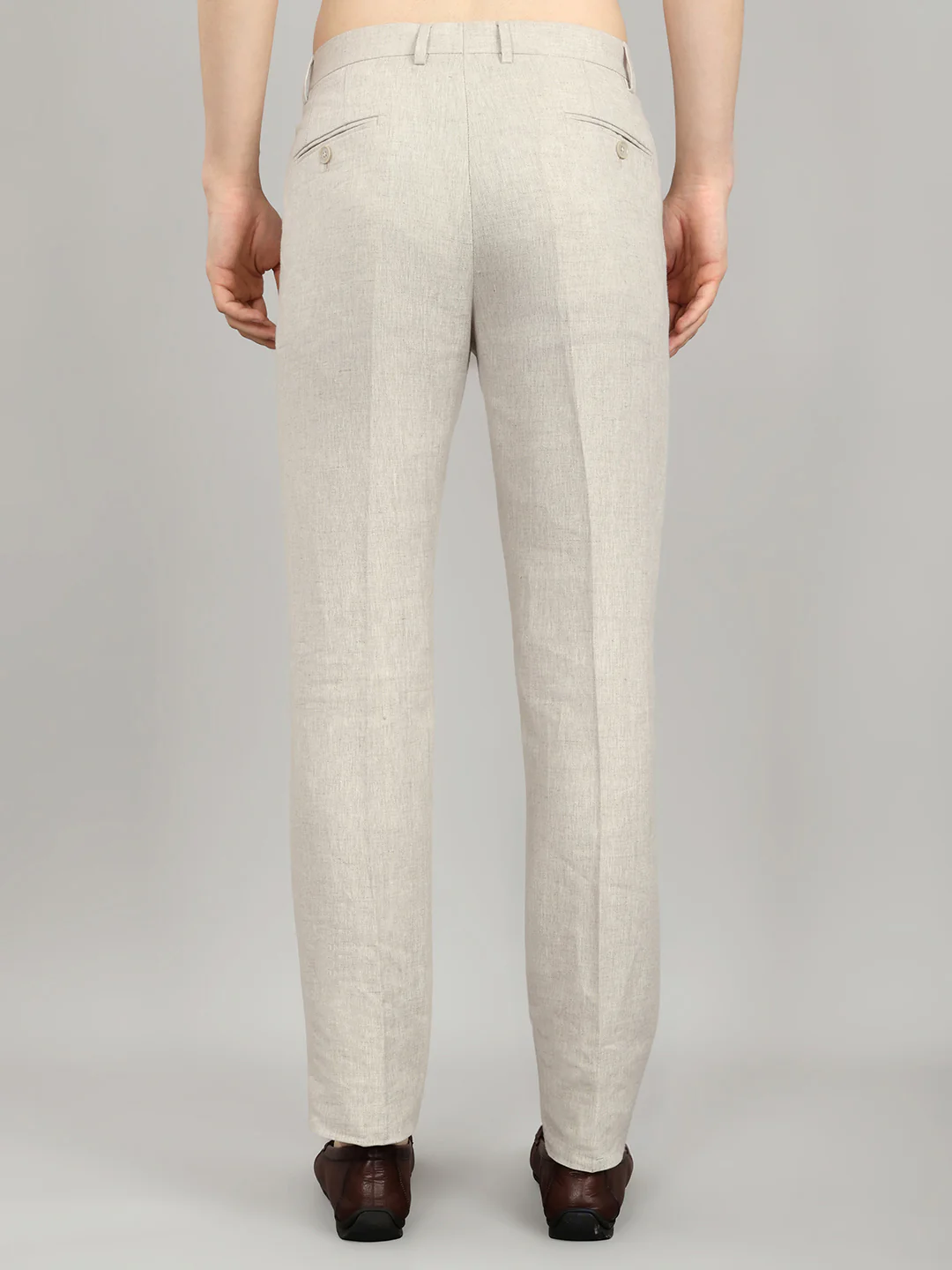 Men Beige Check Regular Fit Trouser - Image 5