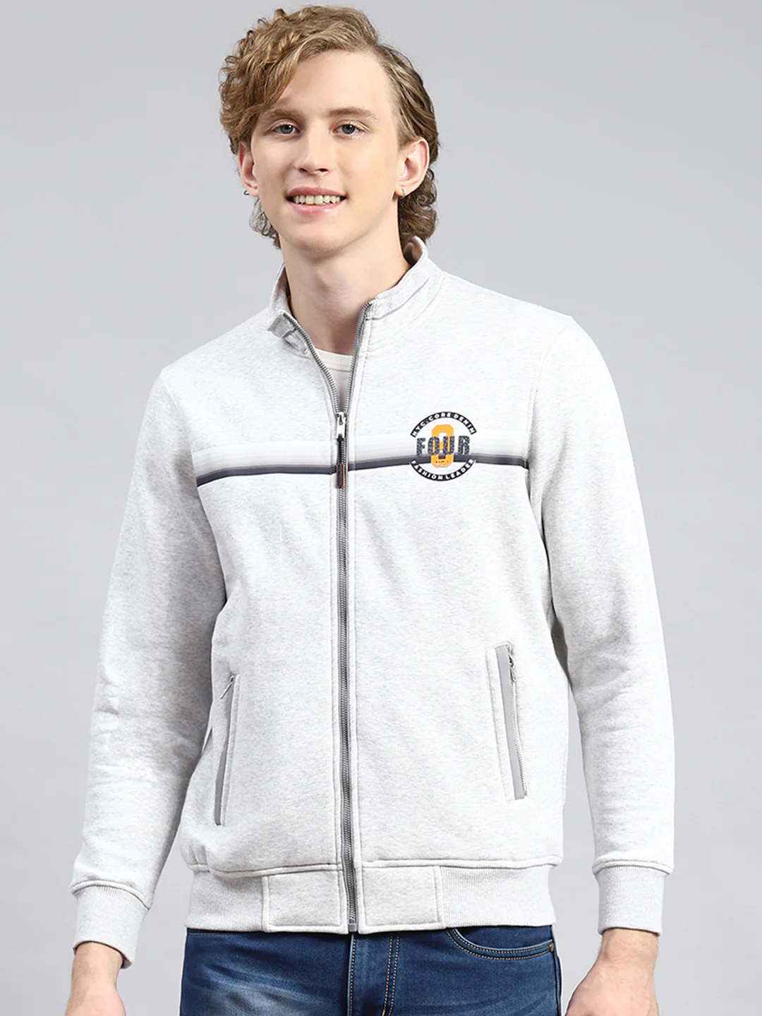 Men Beige Plain Sweatshirt - Image 2