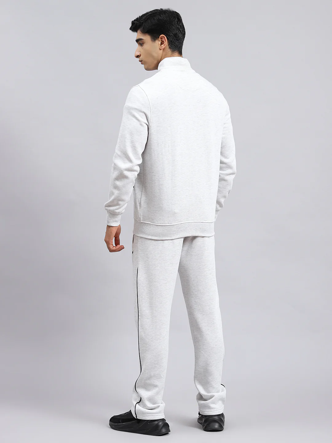 Men Beige Plain Tracksuit - Image 5