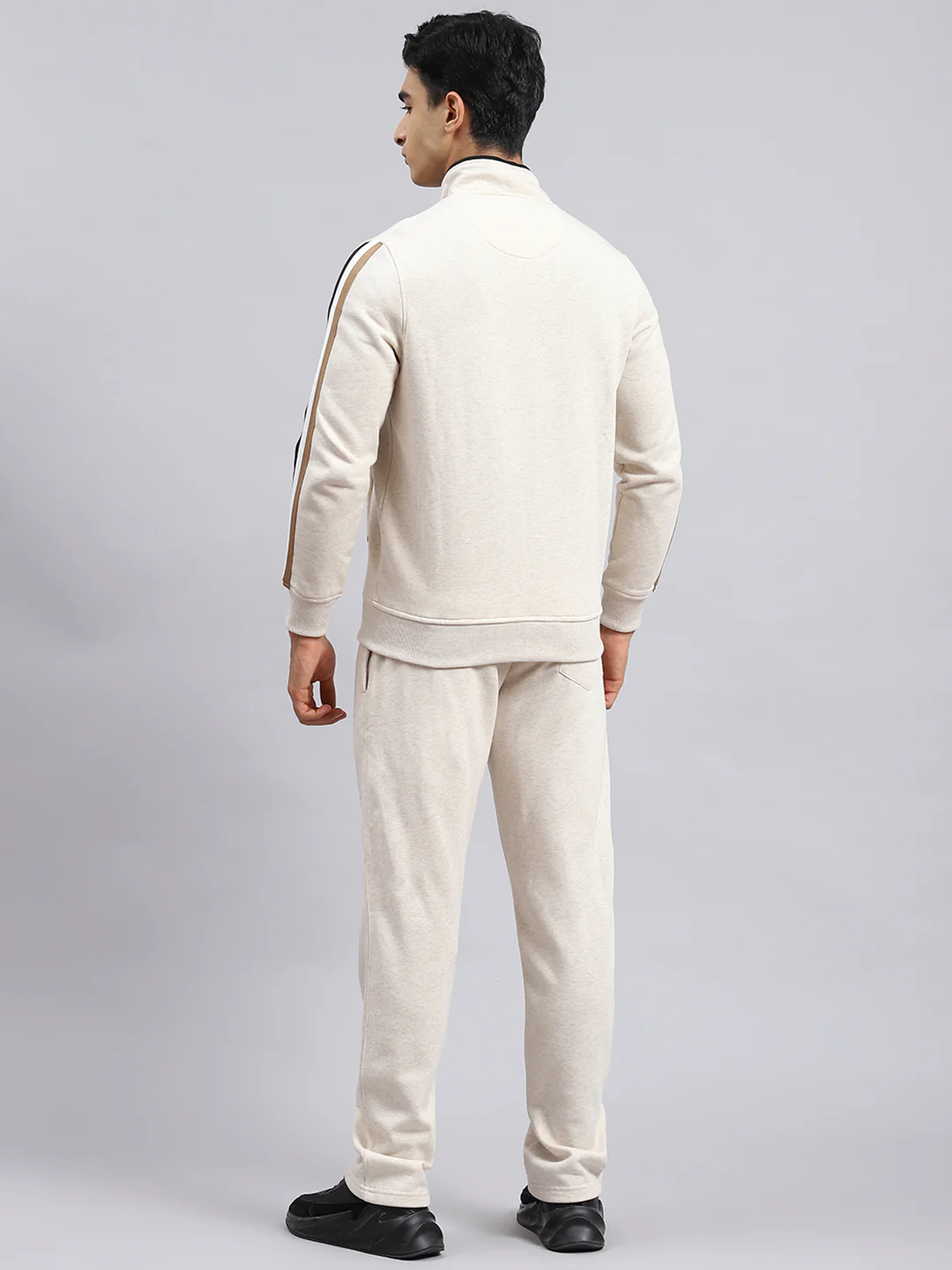 Men Beige Plain Tracksuit - Image 5