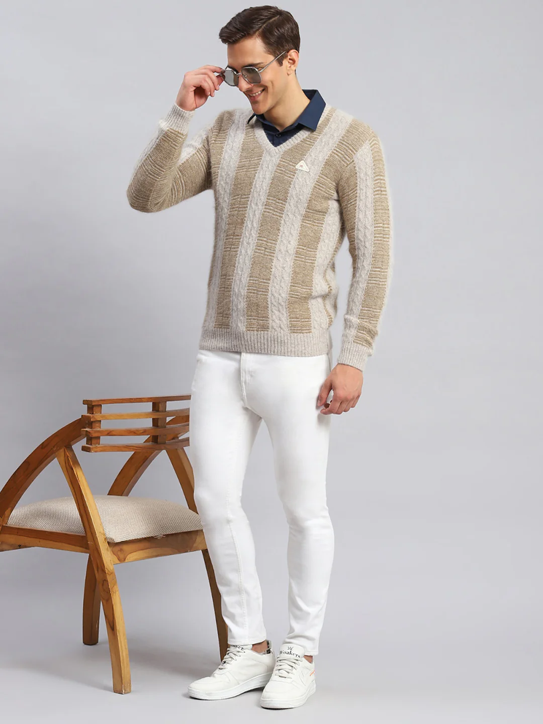 Men Beige Printed Angoora Pullover